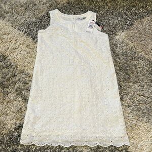 Vineyard Vines Dress Girl’s Size 12 White Eyelet Scallop Swing Dress NWT